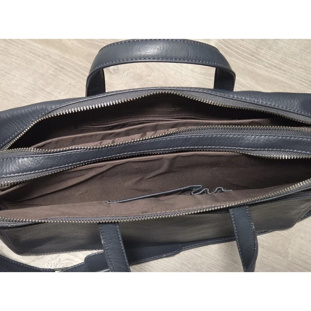 Matt & Nat Tia Satchel Laptop Bag Dark Blue Vegan Leather Briefcase Crossbody